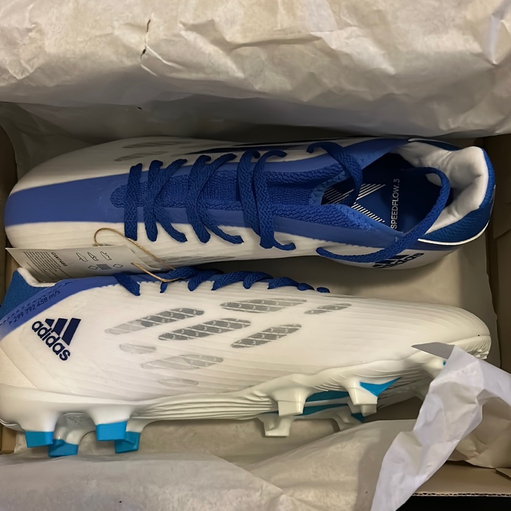 Brand new Adidas cleats blue white and grey 81/2 men 91/2 women